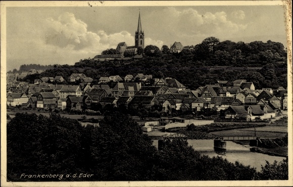 Postcard Frankenberg an der Eder, total view of the place, church