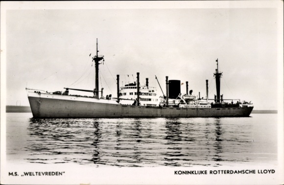 Ak Vrachtschip, MS Weltevreden, Koninklijke Rotterdamsche Lloyd