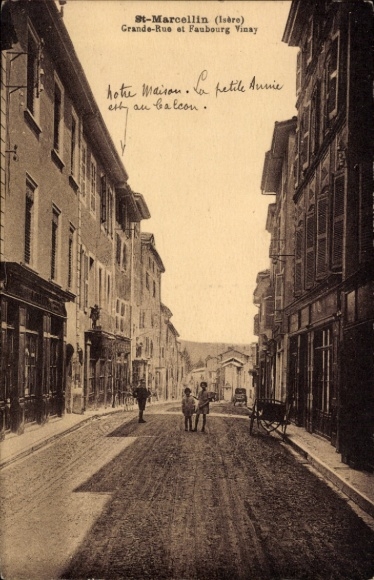Ak Saint Marcellin Isère, Grande Rue, Faubourg Vinay