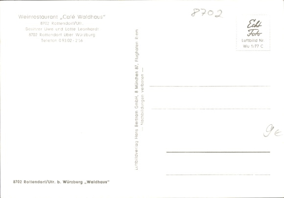 Postcard Rottendorf in Lower Franconia, forest house, aerial view