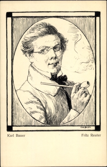Artist Postcard Bauer, Karl, poet and writer Fritz Reuter