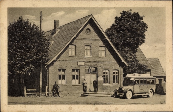 Postcard Glissen Raddestorf Lower Saxony, inn, bus