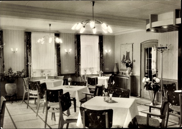 Postcard Krombach Kreuztal in Westphalia, Hotel Krombacher Hof, dining room