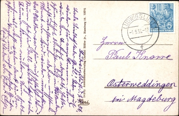 Postcard Ludwigslust in Mecklenburg, stone bridge in the castle garden