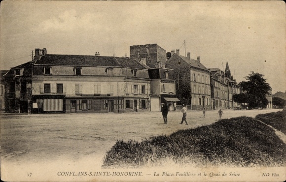 Ak Conflans-Sainte-Honorine Yvelines, Platz Fouilliere, Quai de Seine