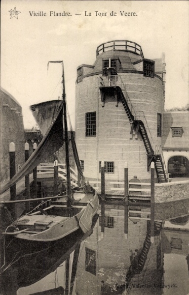 Postcard Gent Liège, World Exhibition 1913, Old Flanders, The Tower of Veere