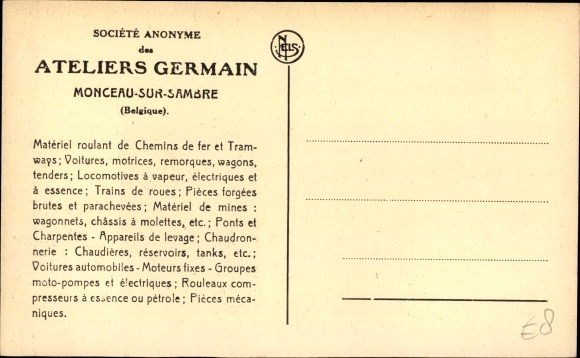 Postcard Monceau sur Sambre Charleroi Wallonien Hennegau, Dump wagon, Ateliers Germain