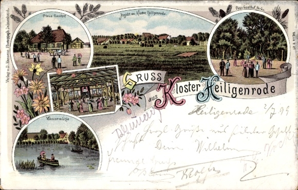 Chromo-Litho Heiligenrode Stuhr Lower Saxony, monastery, Pleus Inn, watermill, total view