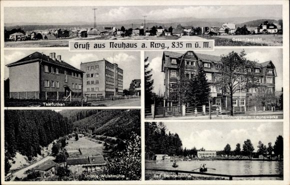 Ak Neuhaus am Rennweg Thüringen, Vielseitige Ansichten, Neubau, Telefunken, Untere Wulstmühle, Ba