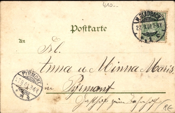 Postcard Mönchengladbach on the Lower Rhine, Königsplatz with Bismarck monument