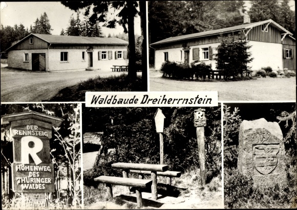 Postcard Frauenwald am Rennsteig Ilmenau in Thuringia, Dreiherrenstein, Waldbaude Dreiherrnstein
