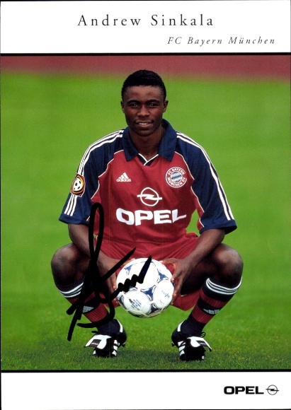 Autogrammkarte Andrew Sinkala, FC Bayern München, Opel Zafira, Autogramm
