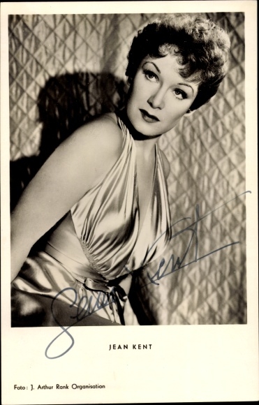 Postcard actress Jean Kent, portrait, autograph