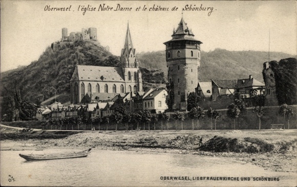 KP Oberwesel am Rhein, Notre Dame, zamek Schönburg, winnice, łódź