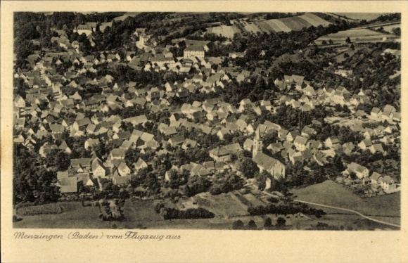Postcard Menzingen Kraichtal in Baden, aerial photograph