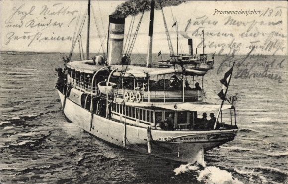 Ak Stettin-stoomboot op een promenadetocht