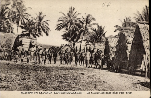 Ak Ile Teop Papua Neuguinea, Mission des Salomon Septentrionales, village indigene
