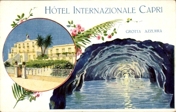 Ak Capri Neapel Campania, Hôtel Internazionale  Grotta Azzurra, Palmen, Blumen