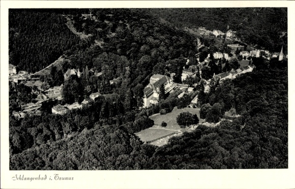 Postcard Schlangenbad in the Taunus Hessen, aerial photograph