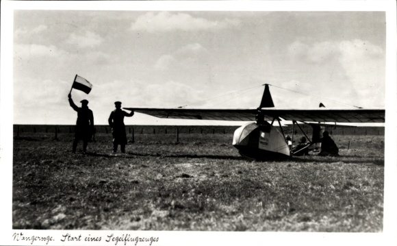 Postcard North Sea resort Wangerooge in East Frisia, takeoff of a fighter plane