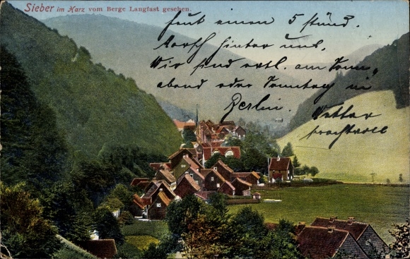 Postcard Sieber Herzberg am Harz in Lower Saxony, town seen from Langfast mountain