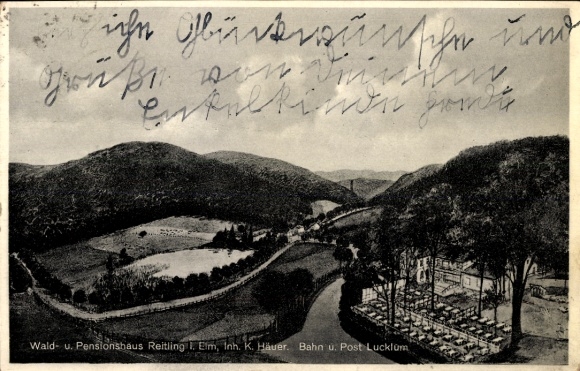 Postcard Reitling in the Elm Erkerode Lower Saxony, forest house, pension house