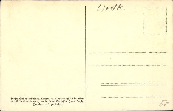 Song Postcard Soph, Hans, Mei Stübela, Ore Mountain dialect no. 8th