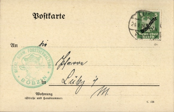 Ak Bobzin in Mecklenburg, Mecklb. Schwerinsche Forstverwaltung, Oberförster F. Mörer