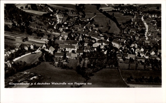 Postcard Klingenmünster on the Wine Route Palatinate, aerial photograph