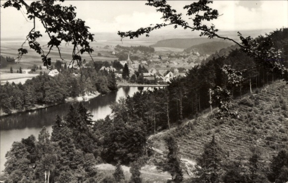 Ak Güntersberge Harzgerode am Harz, stadspanorama, riviergedeelte