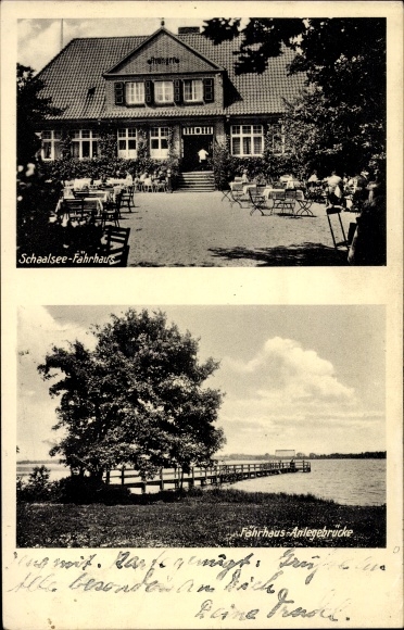 Postcard Zarrentin am Schaalsee, ferry house, jetty