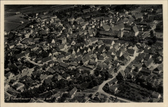 Postcard Babenhausen Swabia, aerial photograph