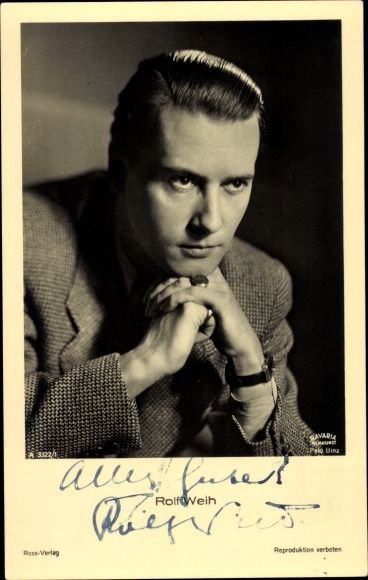 Postcard actor Rolf Weih, portrait, Ross 3322/1, autograph