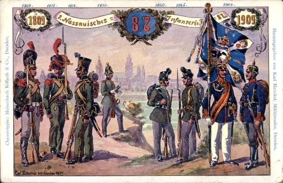 Regiment Kunstenaar Ak Henckel, Carl, 1. Nassauisches Inf. Regt. 87, 1809-1909