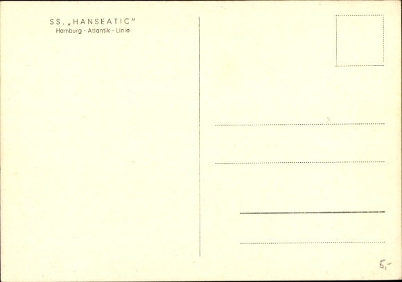 PC Deutsche Atlantic Line, Hamburg Atlantic Line, SS Hanseatic, steamer