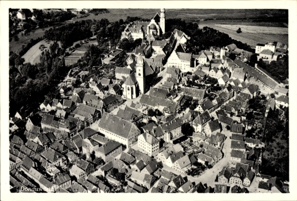 Postcard Donauwörth in Swabia Bavaria, aerial photograph