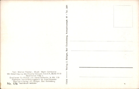 Song Postcard Plücker, Werner, Field Post for Annchen