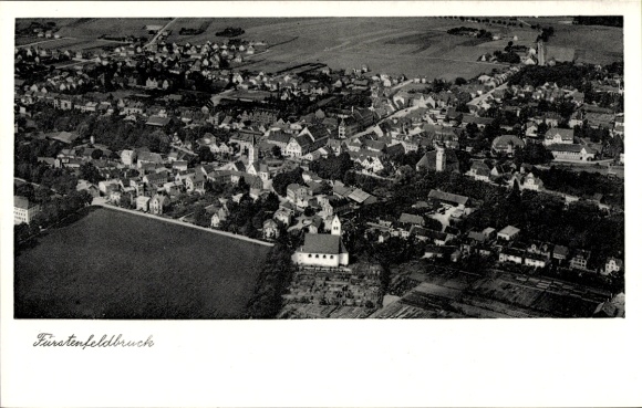 Postcard Fürstenfeldbruck in Upper Bavaria, aerial photograph of the town