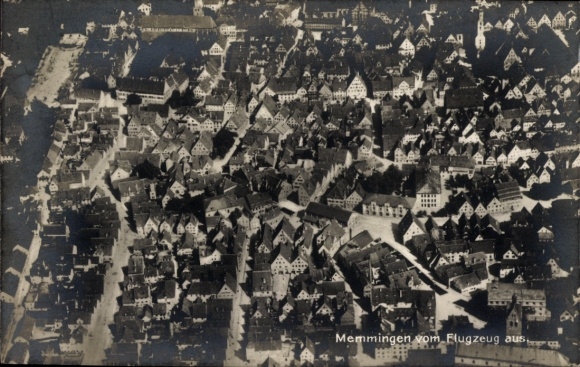Postcard Memmingen in Swabia, aerial photograph