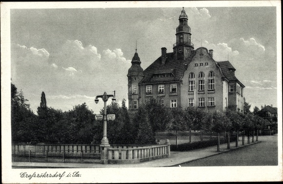 Postcard Großröhrsdorf in Saxony, town hall