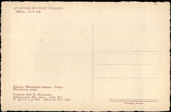 Postcard Italian military aircraft in the air, Alcioni