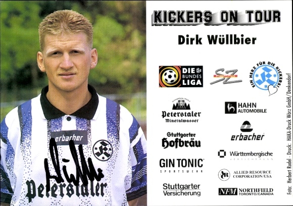 Autograph card footballer Dirk Wüllbier, SV Stuttgarter Kickers, autograph
