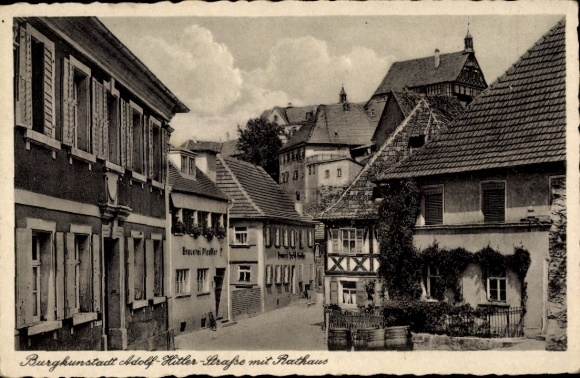 Ak Burgkunstadt am Main Oberfranken, Adolf-Hitler-Straße mit Rathaus