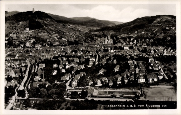 Ak Heppenheim an der Bergstraße, Fliegeraufnahme