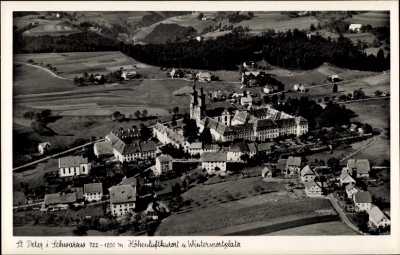 Postcard St. Peter in the Black Forest, aerial photograph