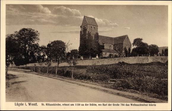 Postcard Lügde in the Weserbergland, St. Kilianskirche