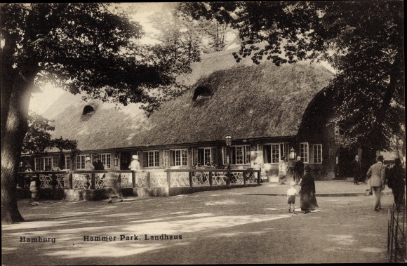 Postcard Hamburg Mitte Hamm, Hammer Park, Landhaus Kaffee
