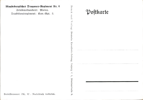 Artist Postcard Merté, Oskar, Magdeburg Dragoon Regiment No. 6