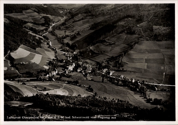 Postcard Oberprechtal Elzach in the Black Forest Baden, aerial view of the Black Forest, landscape, aircraft