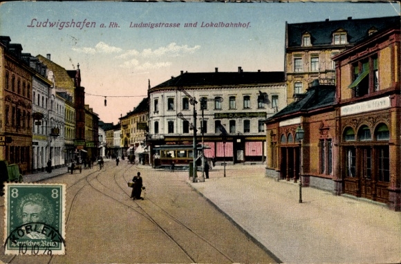 Ak Ludwigshafen am Rhein, Ludwigstraße, Lokalbahnhof